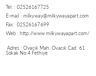 Milkyway Apart Hotel iletiim bilgileri